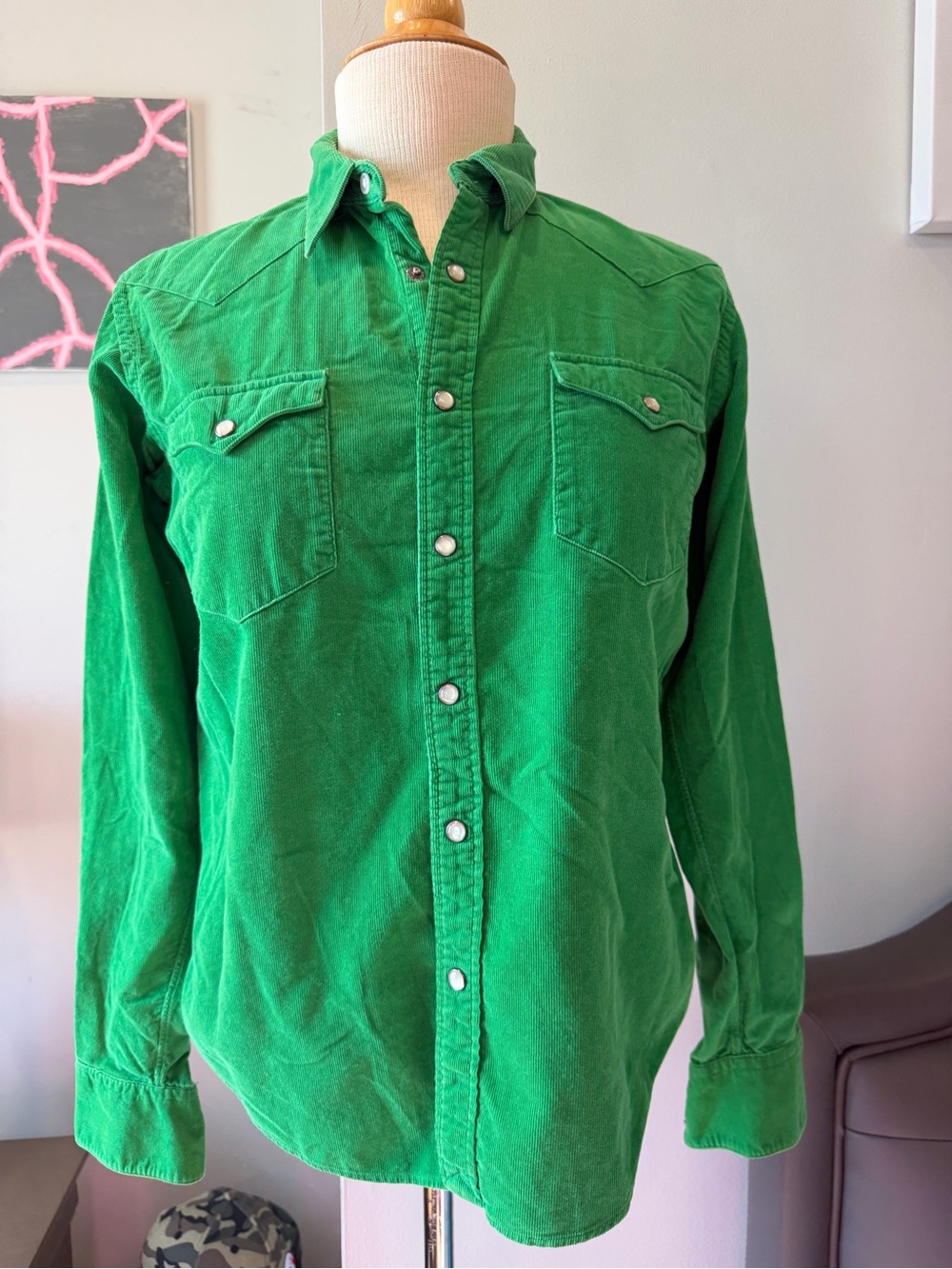 Ralph Lauren Green Corduroy Western Snap Shirt